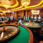 Experience the excitement of gambling at trang chủ 789f with vibrant casino activities, poker tables, and spinning roulette.